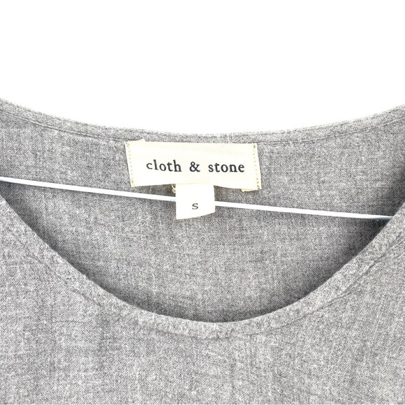 Anthropologie Cloth & Stone Gray Side Tie Bell Sleeve High Low Tunic Top - Picture 4 of 5